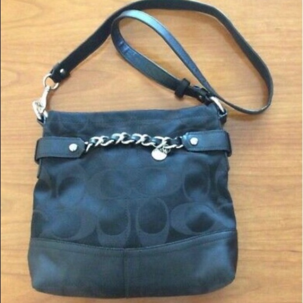 Coach Opric Metallic Signature Chain Black Bag